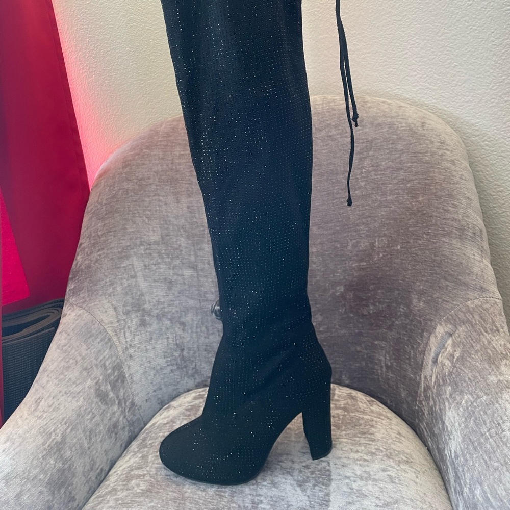 Black Rhinestone Boots